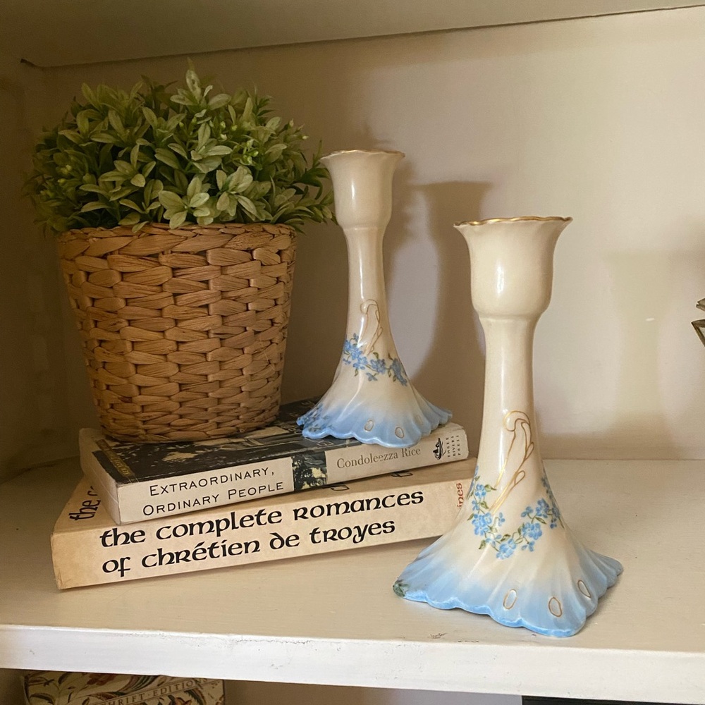 VTG Hand Painted French J.P Limoges Candleholders